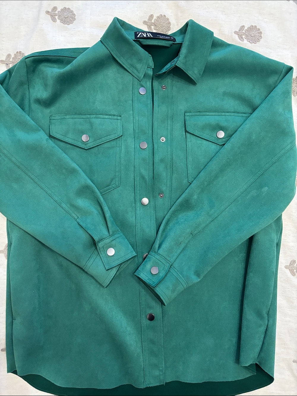 Zara Green Snap-Front Overshirt